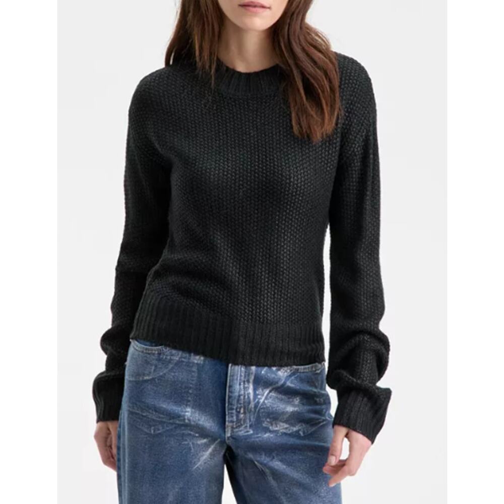 Bar III Women's Shine Sweater Crewneck Long Sleeve Black S